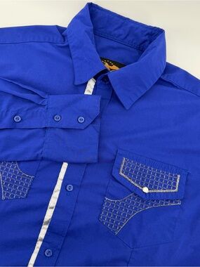 El General Royal Blue Western Embroidered Pearl Snap Shirt Long Sleeve Men’s XL